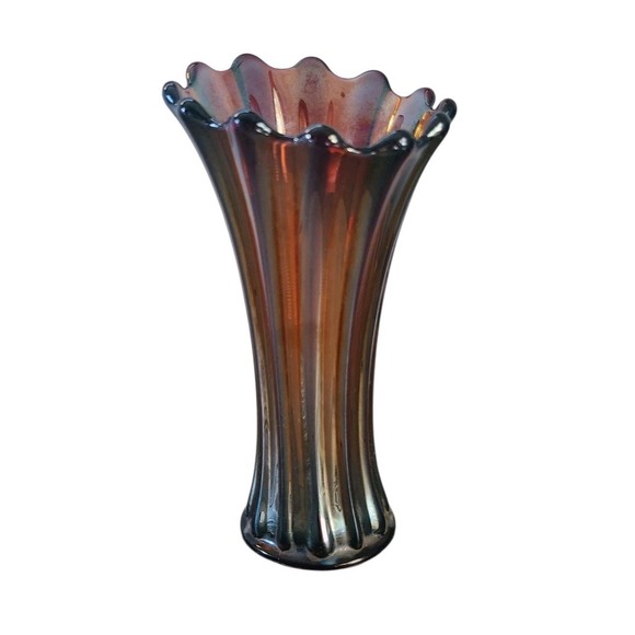 Amethyst Carnival Glass Vase - Picture 2 of 5